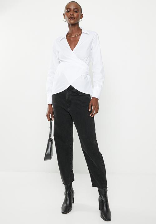 Me&B - Collared wrap shirt - white