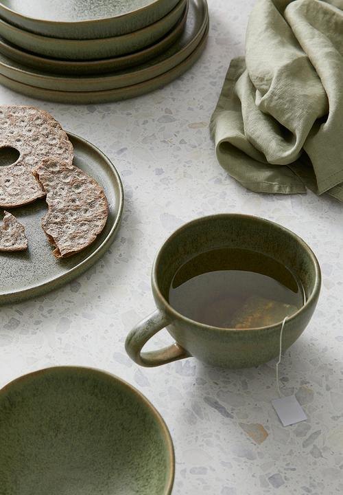 H&M - Large stoneware plate - dark green