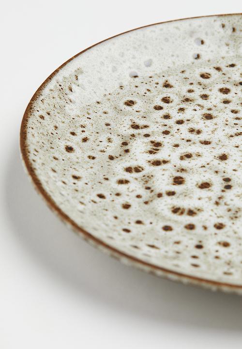 H&M - Stoneware plate - light beige/brown