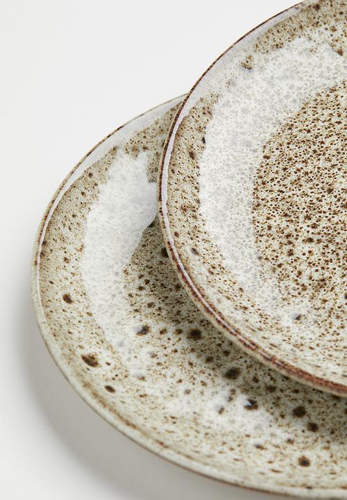 H&M - Stoneware plate - light beige/brown