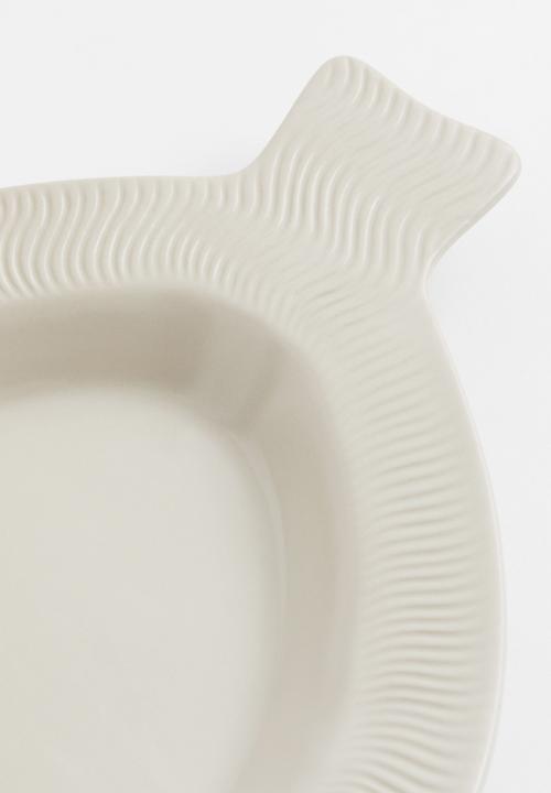 H&M - Large stoneware serving plate - natural white