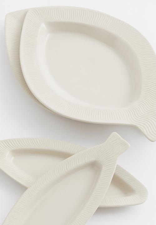 H&M - Large stoneware serving plate - natural white