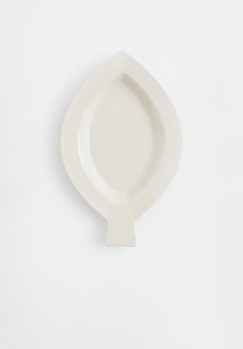 H&M - Large stoneware serving plate - natural white