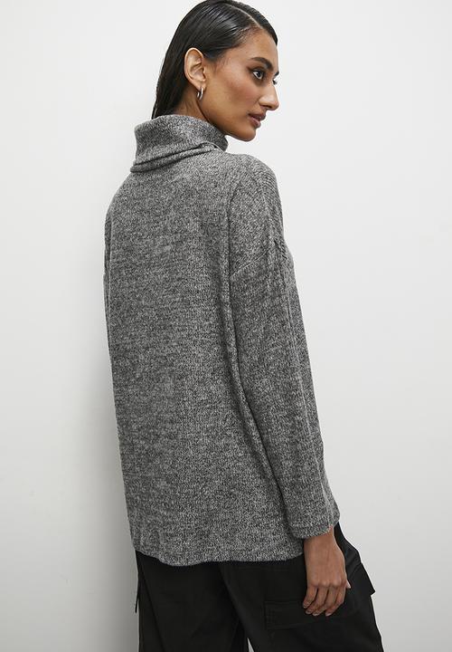 Superbalist - Soft touch oversize polo neck tunic -  grey