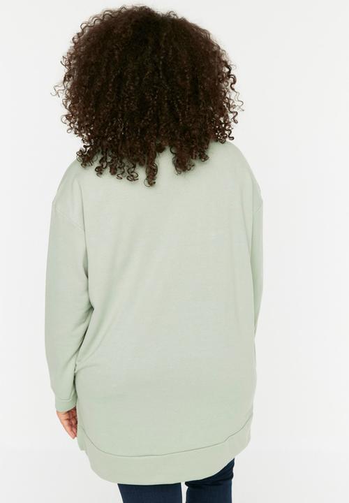 Trendyol - Plus side slit sweatshirt - mint