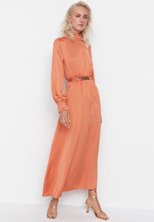 Trendyol - Modest maxi turtleneck dress - orange