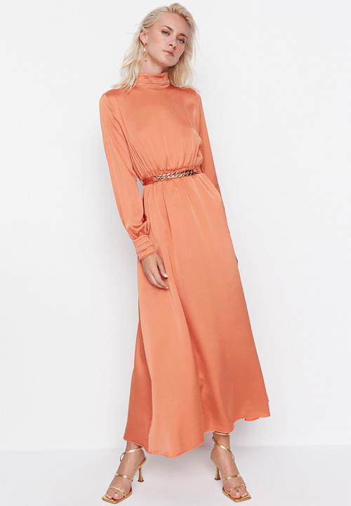 Trendyol - Modest maxi turtleneck dress - orange