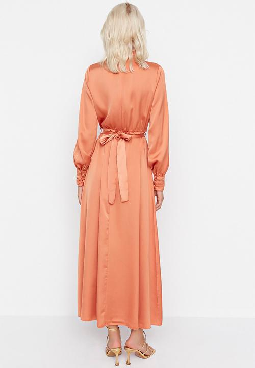 Trendyol - Modest maxi turtleneck dress - orange