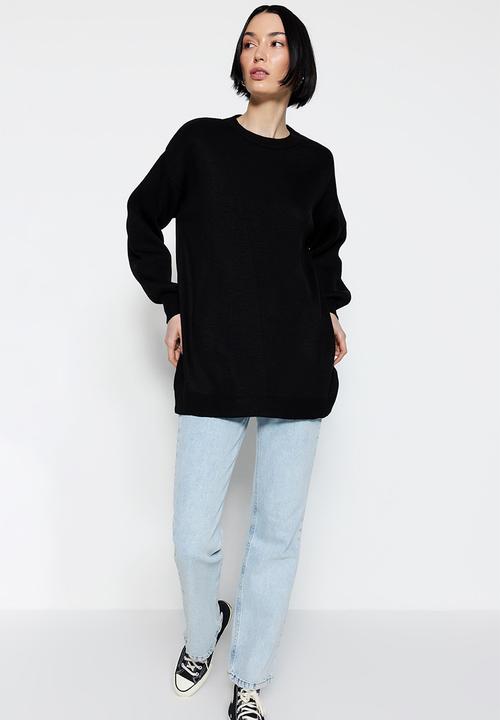 Trendyol - Modest midi basic sweater - black