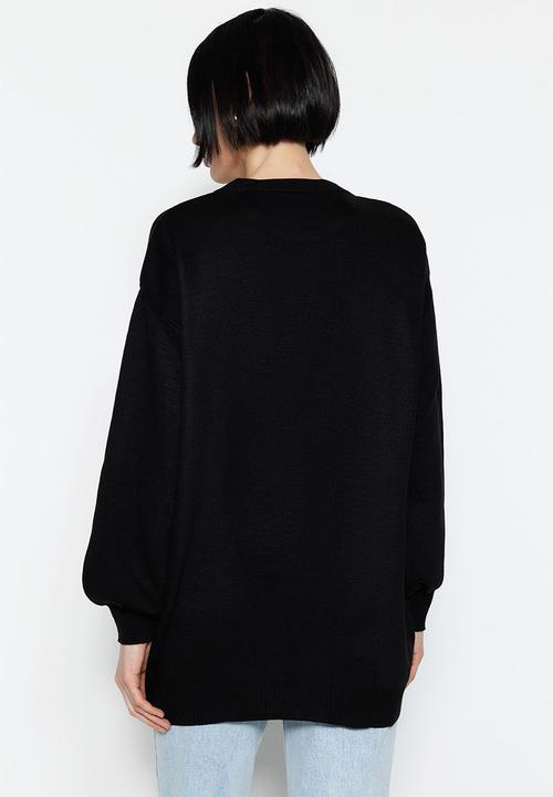 Trendyol - Modest midi basic sweater - black