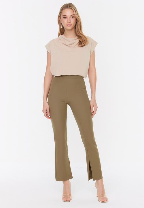 Trendyol - High rise boot cut pants - khaki