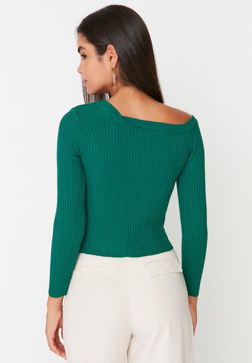 Trendyol - Boat neck sweater - green