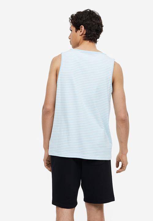 H&M - Cotton jersey vest top - light blue/striped