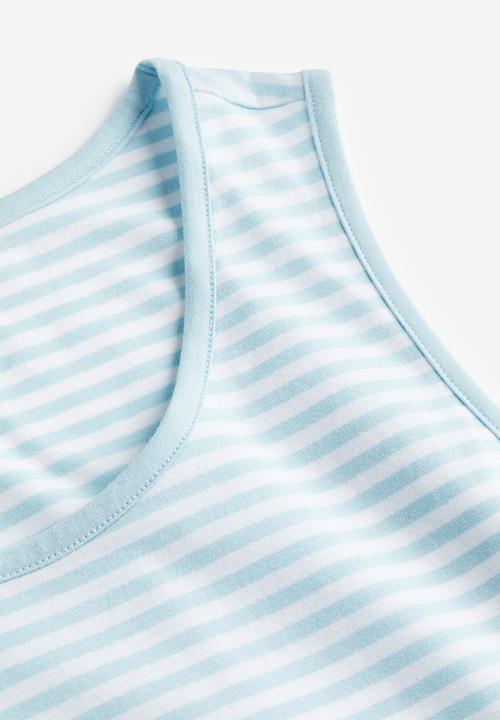 H&M - Cotton jersey vest top - light blue/striped