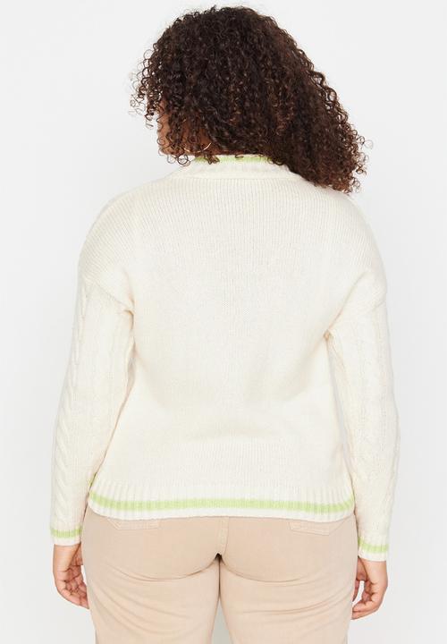 Trendyol - Plus button down knit cardigan - ecru