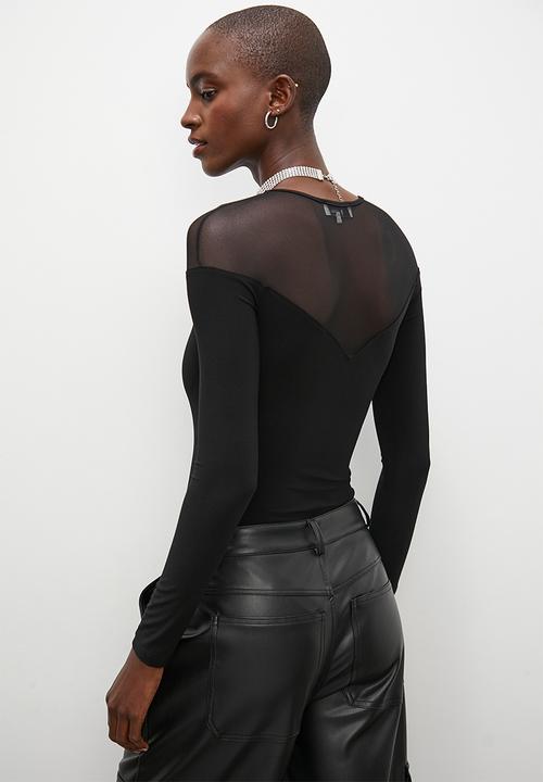 Superbalist - Sheer inset bodysuit - black