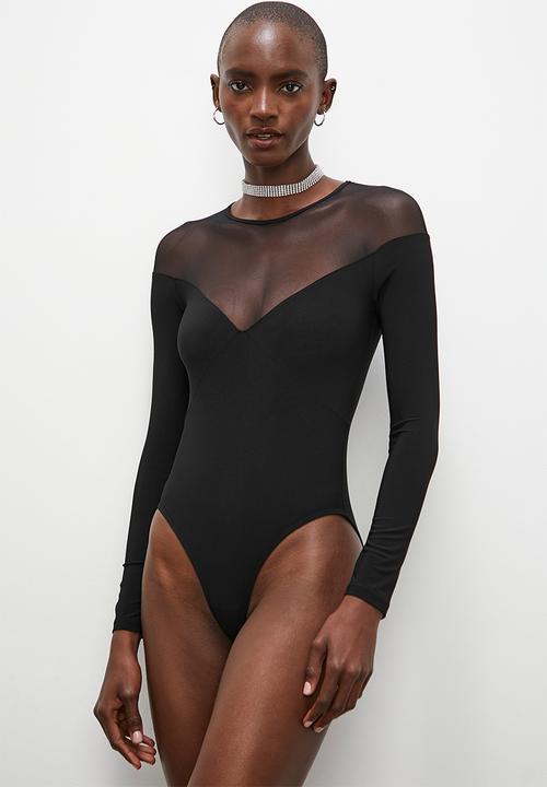 Superbalist - Sheer inset bodysuit - black