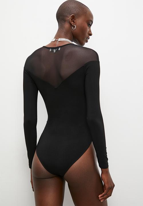 Superbalist - Sheer inset bodysuit - black