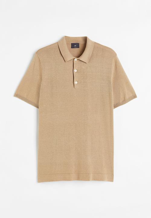 H&M - Slim fit fine-knit polo shirt - beige
