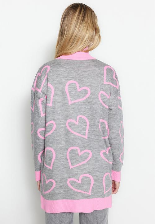 Trendyol - Modest heart print midi sweater - pink