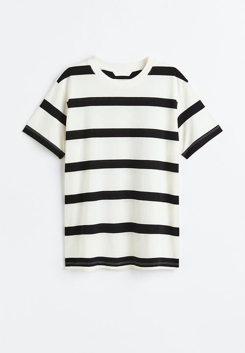 H&M - Cotton T-shirt - white/black striped