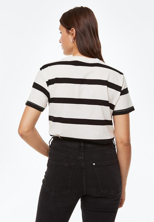 H&M - Cotton T-shirt - white/black striped