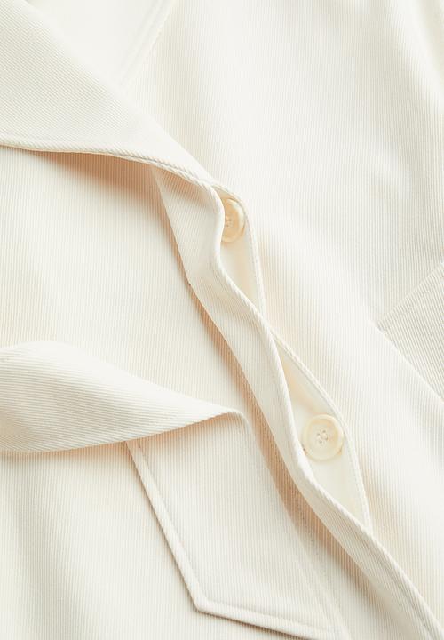 H&M - Tie-belt twill coat - cream
