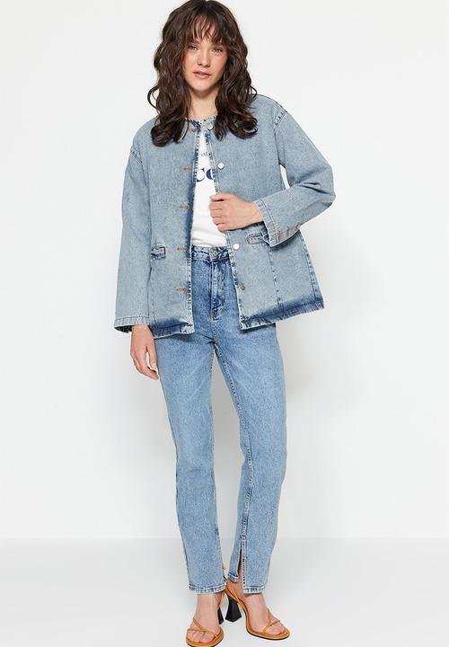 Trendyol - Modest oversized biker jacket - blue