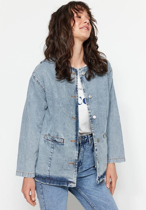 Trendyol - Modest oversized biker jacket - blue