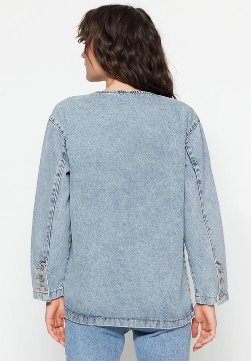 Trendyol - Modest oversized biker jacket - blue