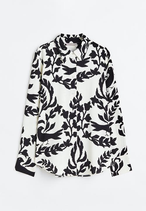 H&M - Pointed-collar shirt - white/patterned