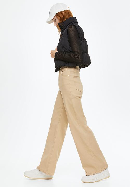 H&M - Wide twill trousers - beige