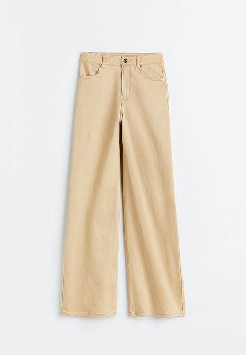 H&M - Wide twill trousers - beige