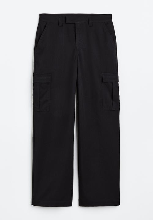 H&M - Straight cargo trousers - black