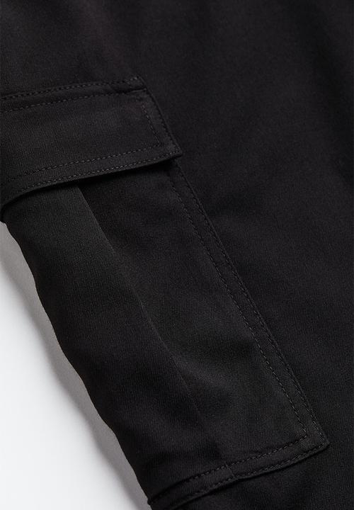 H&M - Straight cargo trousers - black