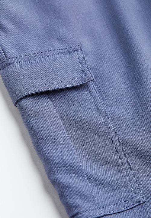 H&M - Straight cargo trousers - pigeon blue