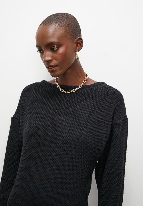 Superbalist - Balloon sleeve dolman knitwear dress - black