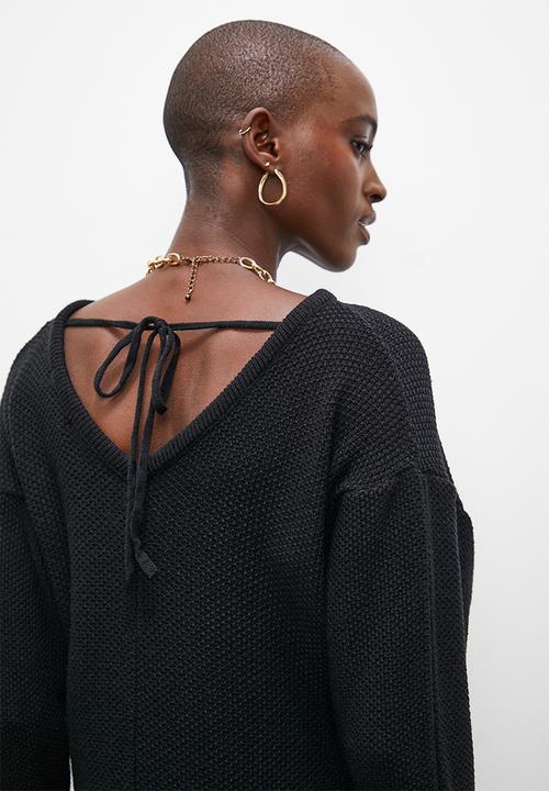 Superbalist - Balloon sleeve dolman knitwear dress - black