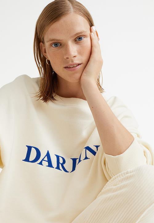 H&M - Embroidered sweatshirt - cream/darlin'