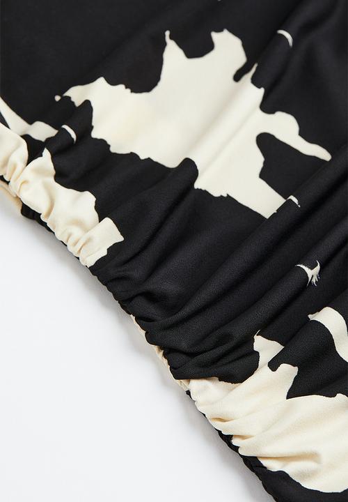 H&M - Gathered bodycon dress - black/patterned