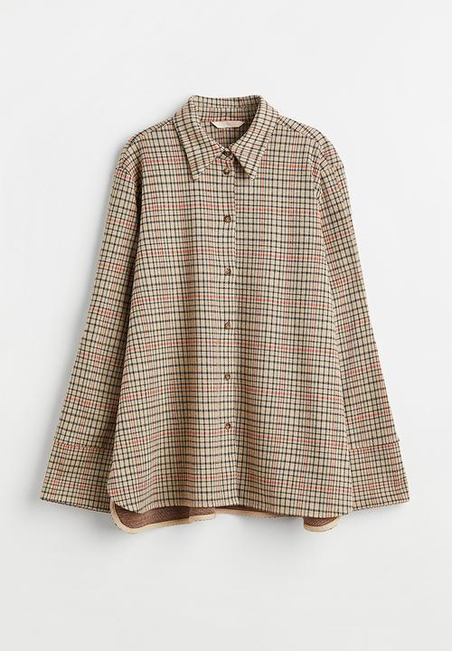 H&M - Oversized shirt - beige/checked