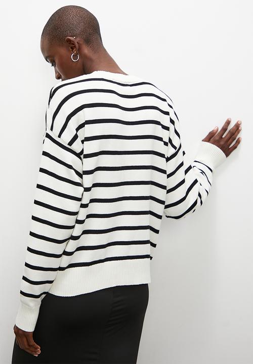 Superbalist - Cotton stripe pullover - neutral & black stripe