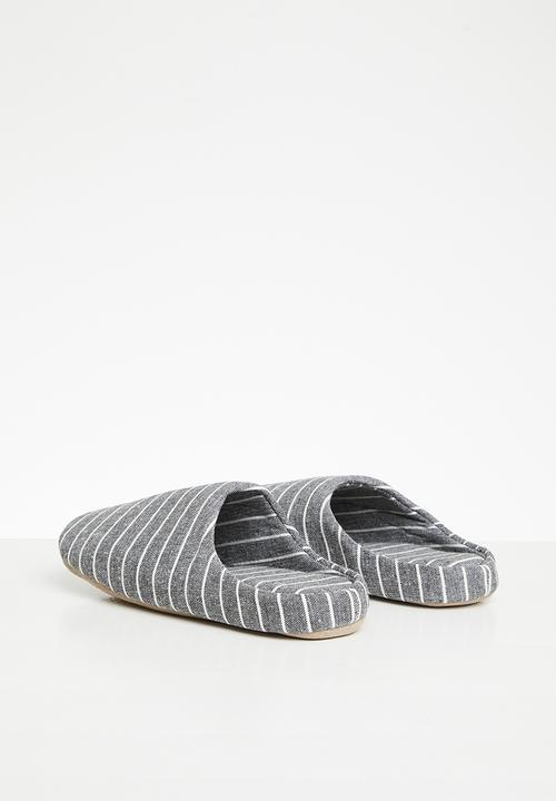 Pop Candy - Striped slippers - grey & white