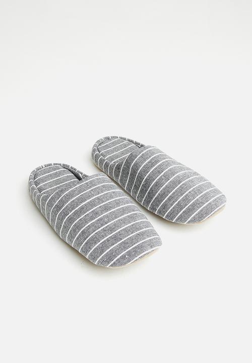 Pop Candy - Striped slippers - grey & white
