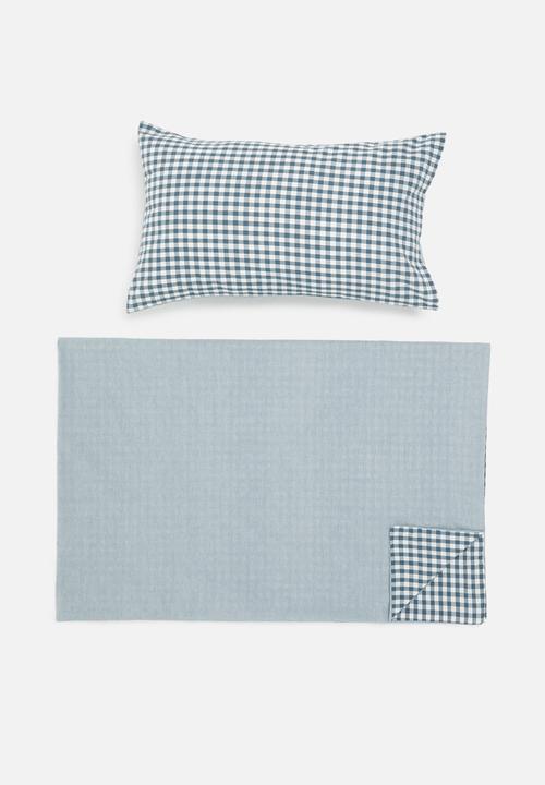 Phlo Studio - Washed cotton duvet cover set - blue check
