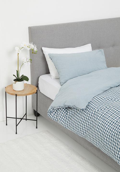 Phlo Studio - Washed cotton duvet cover set - blue check