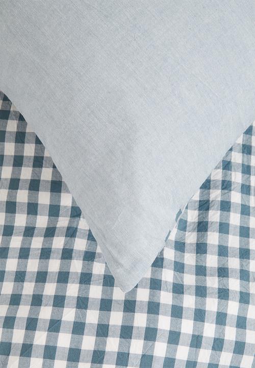 Phlo Studio - Washed cotton duvet cover set - blue check