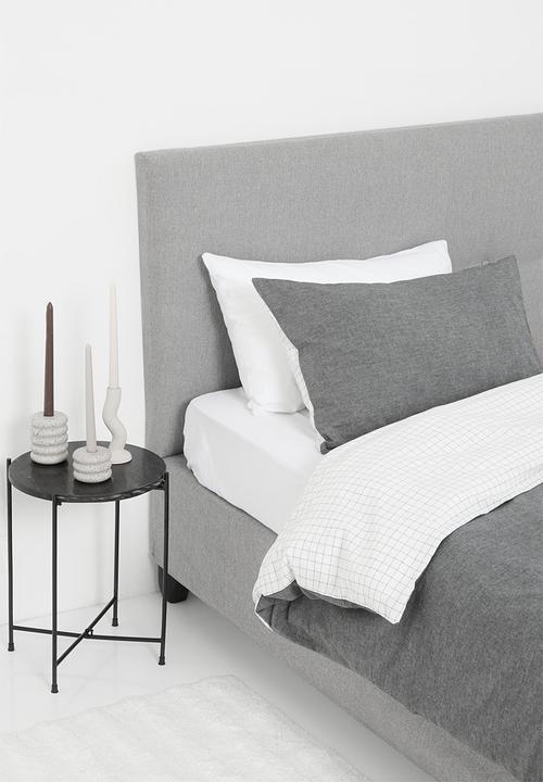 Phlo Studio - Washed cotton duvet cover set - charcoal grid