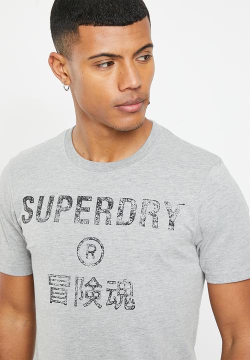 Superdry. - Vintage corp logo tee - grey marl