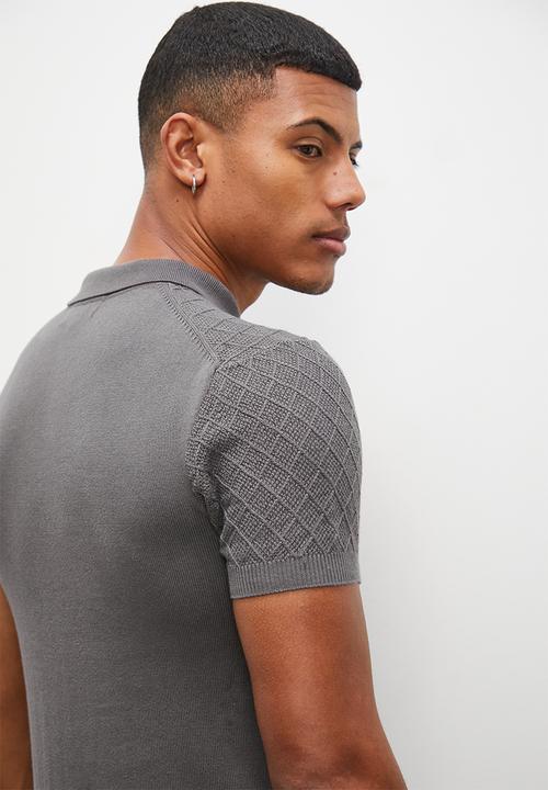 Superbalist - Jacquard s/s knit golfer - charcoal
